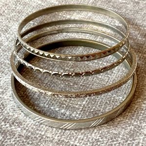 Assorted bangles, metal bracelets, silver